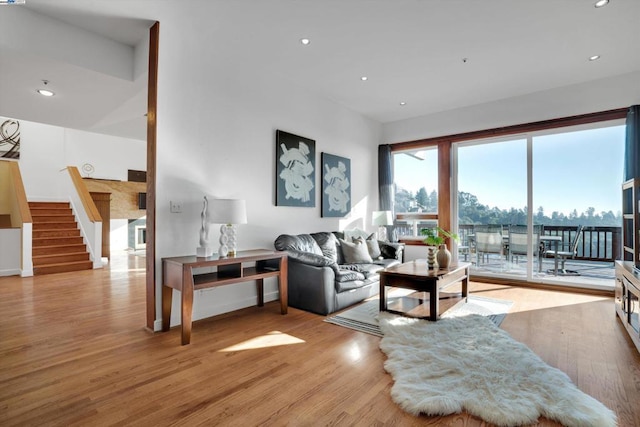 living room featuring light wood-type flooring