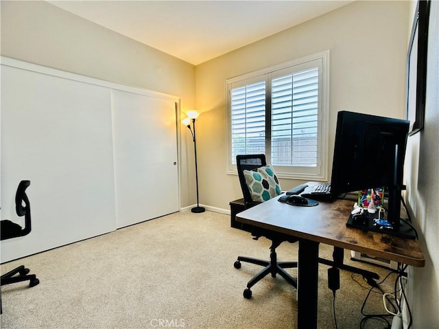 view of carpeted office space