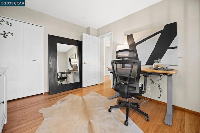 office area featuring light wood-type flooring