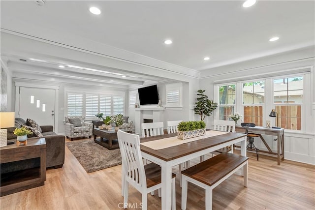 dining room with light hardwood / wood-style flooring