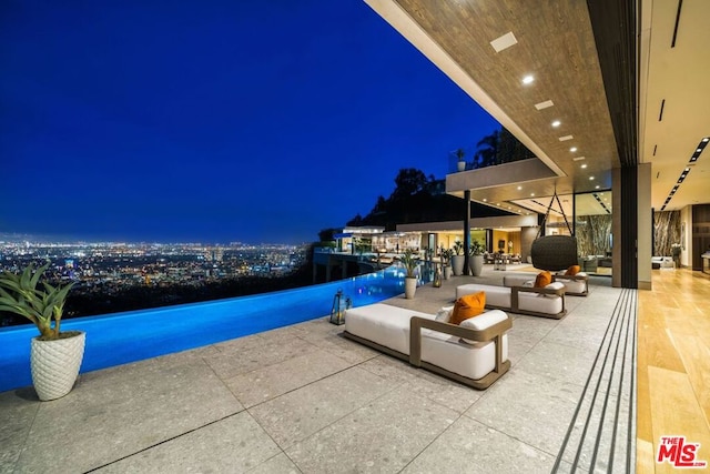 view of patio at night