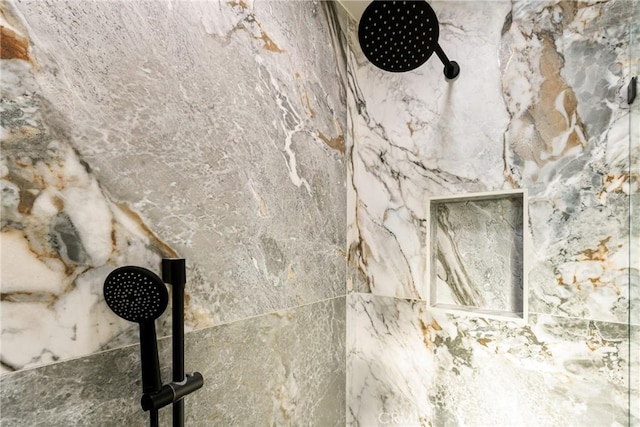 interior details with a marble finish shower