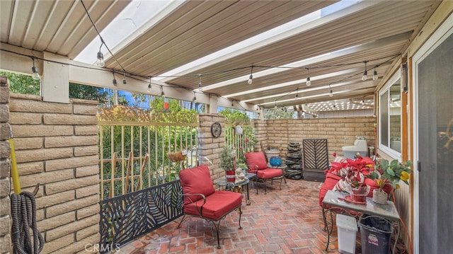 view of patio / terrace featuring a pergola