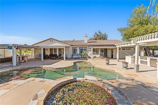 view of swimming pool with a pergola, a patio, and area for grilling