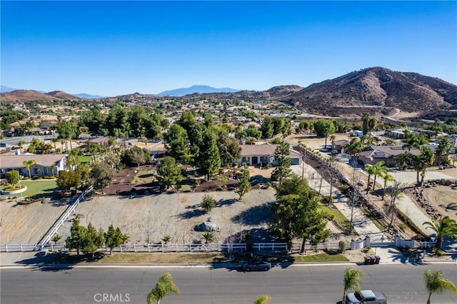 drone / aerial view featuring a mountain view