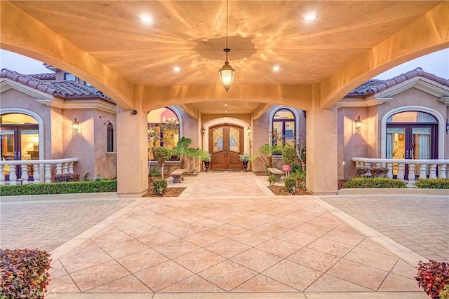 property entrance with french doors