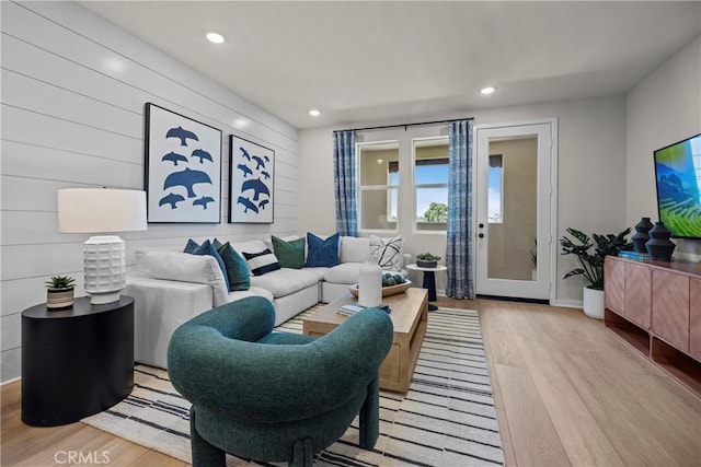 living room featuring light hardwood / wood-style flooring