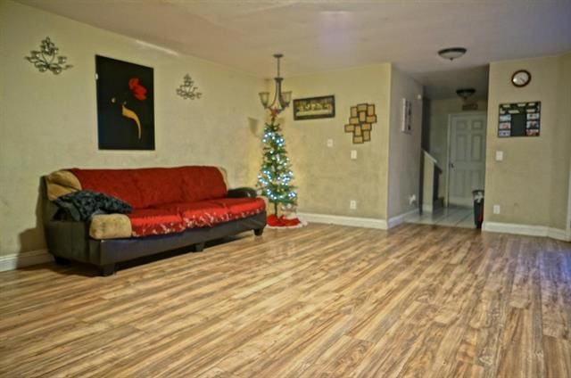 living room with wood-type flooring