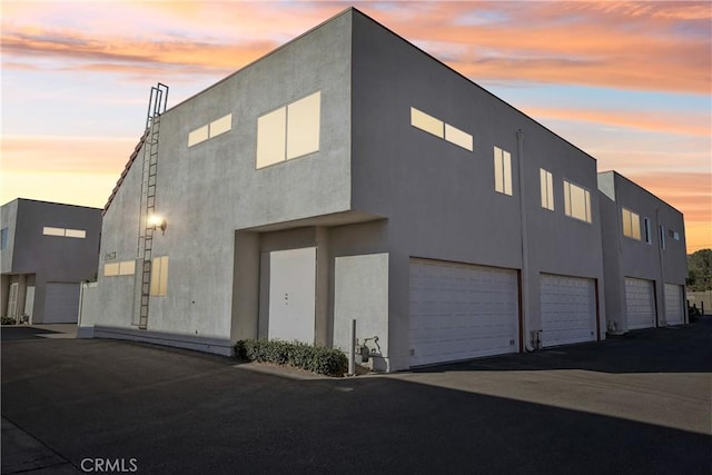 exterior space featuring a garage