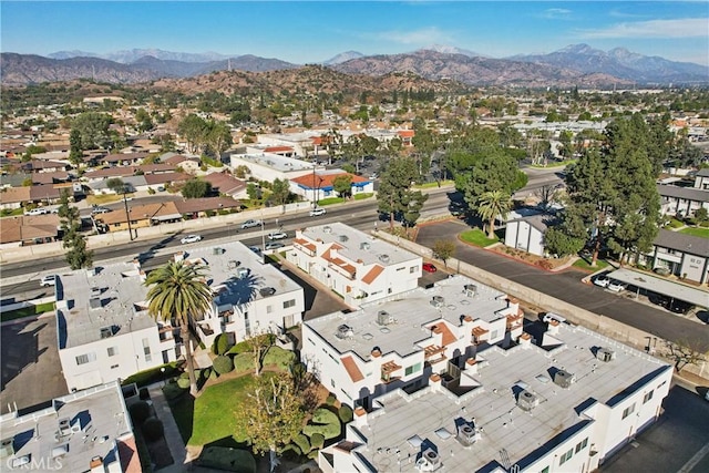 bird's eye view with a mountain view