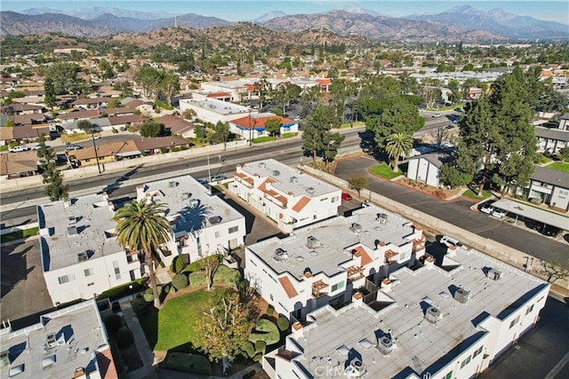 bird's eye view with a mountain view