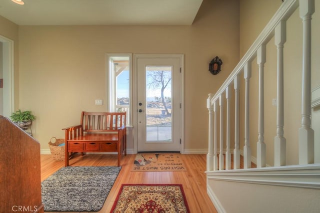 doorway featuring light hardwood / wood-style floors