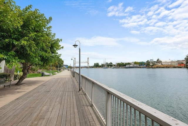 exterior space featuring a water view