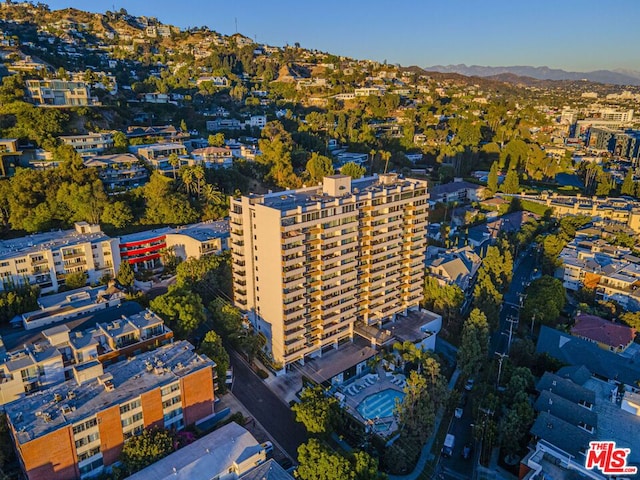 drone / aerial view with a mountain view