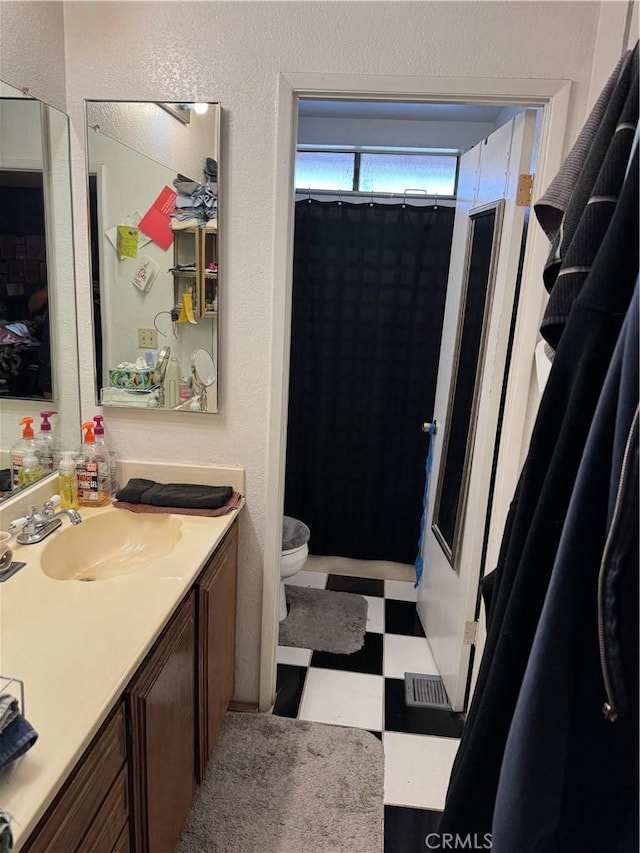 bathroom with toilet and vanity