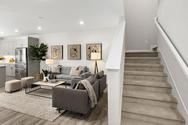 living room with hardwood / wood-style flooring