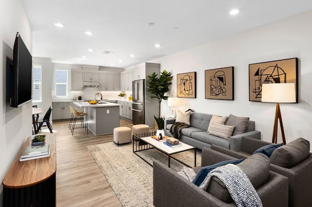 living room featuring light wood-type flooring