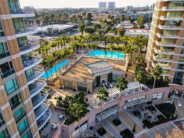 aerial view with a city view