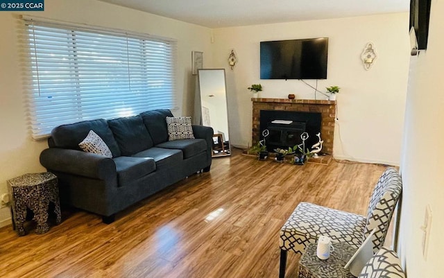 living room with hardwood / wood-style floors