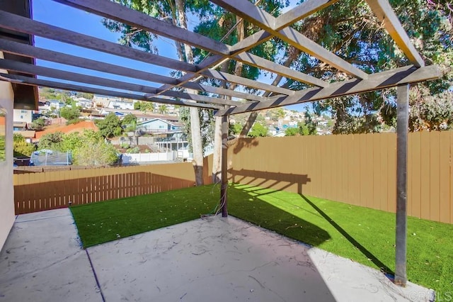 view of yard featuring a patio and a pergola