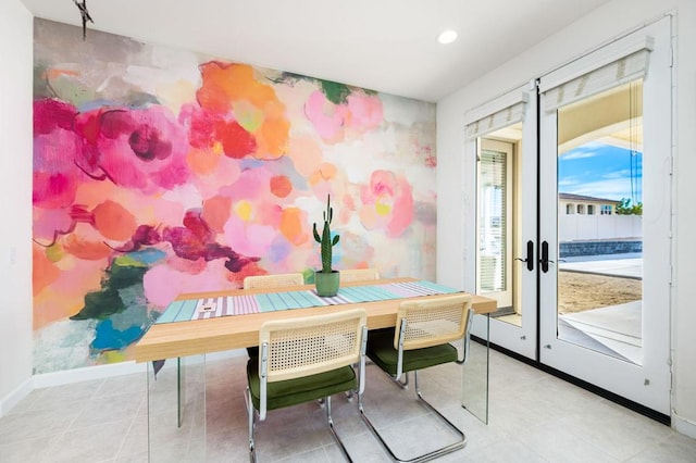 dining area with french doors