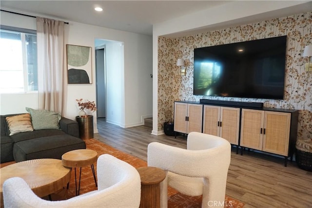 living room featuring dark hardwood / wood-style floors