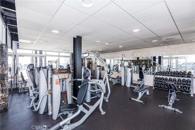 3810 Wilshire Blvd Unit 2010, Los Angeles, CA 90010 - exercise room featuring a drop ceiling