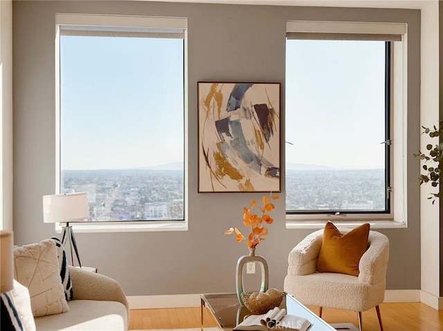 3810 Wilshire Blvd Unit 2010, Los Angeles, CA 90010 - living area featuring plenty of natural light and wood finished floors