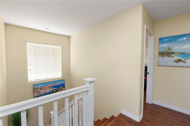 hall with dark hardwood / wood-style floors