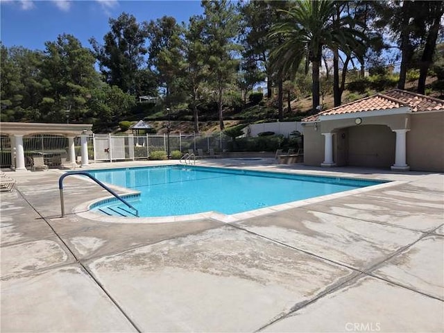 view of swimming pool with a patio area