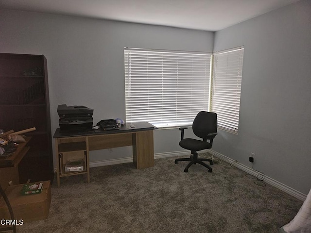 office featuring dark colored carpet