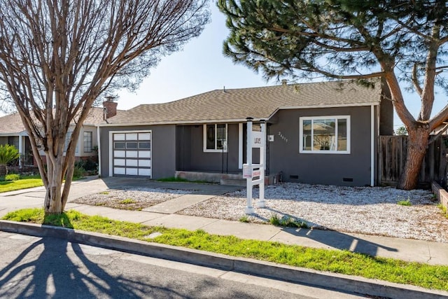 single story home with a garage