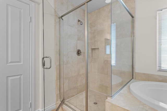 bathroom with plus walk in shower