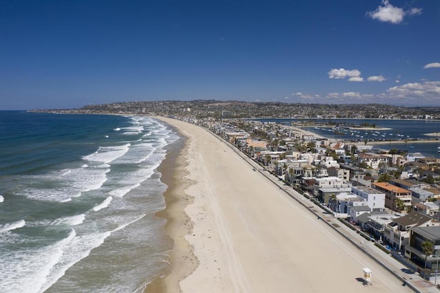 property view of water featuring a beach view