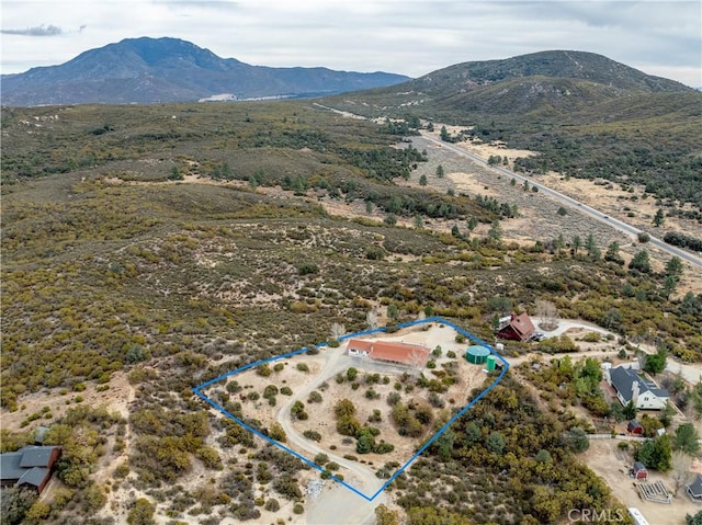 bird's eye view with a mountain view