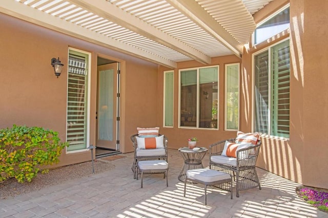 view of patio / terrace featuring a pergola