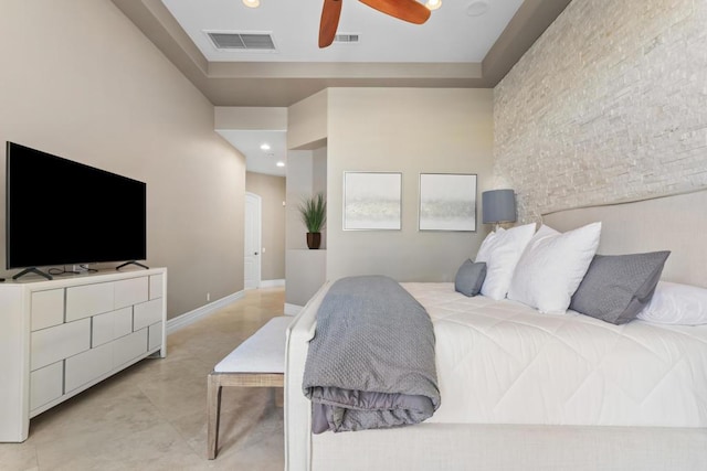 bedroom featuring ceiling fan