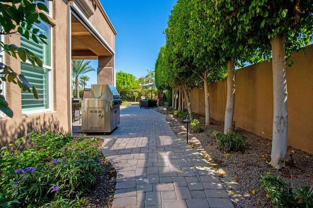 view of patio / terrace with a grill