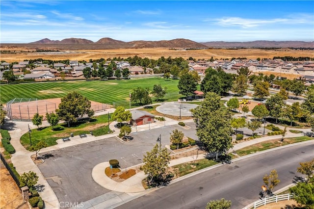 drone / aerial view featuring a mountain view