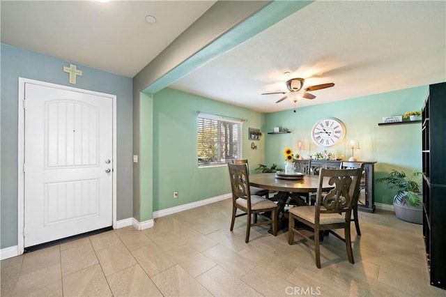 dining area with ceiling fan