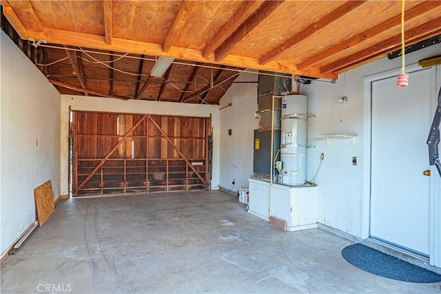 garage featuring water heater