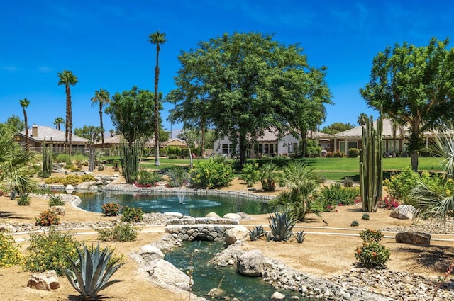 view of home's community featuring a small pond