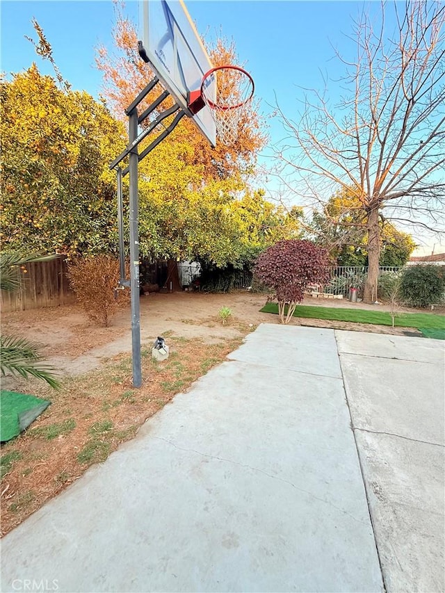 exterior space with basketball hoop