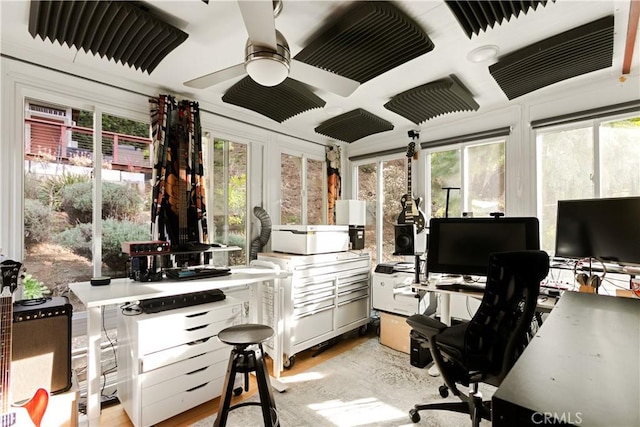 home office featuring ceiling fan