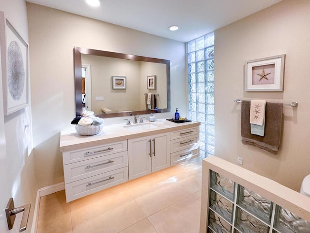 bathroom featuring vanity and tile patterned flooring