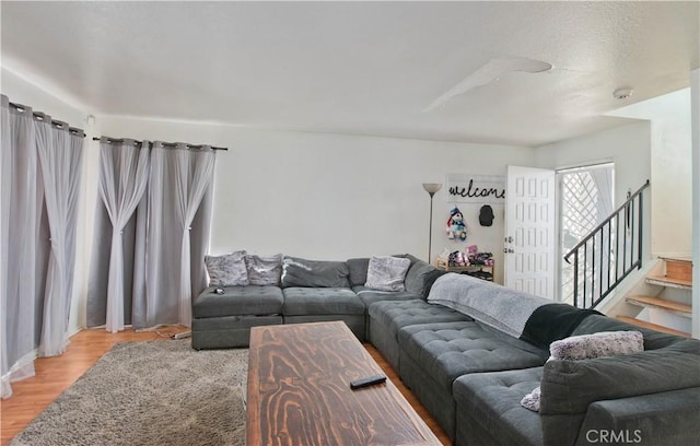 living room featuring light hardwood / wood-style flooring