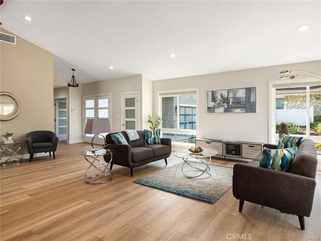 living room featuring light hardwood / wood-style flooring