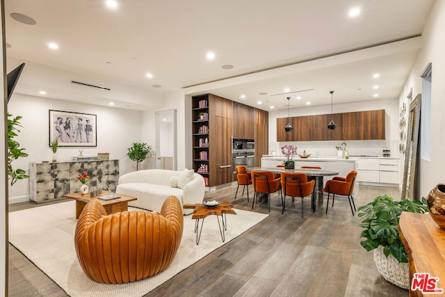 living room featuring light hardwood / wood-style flooring