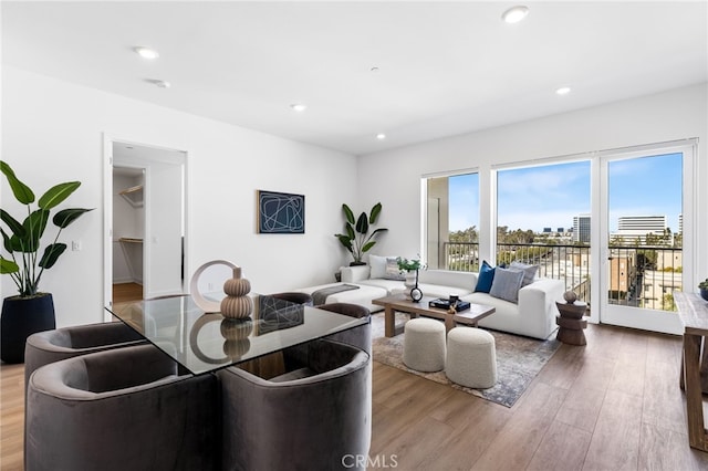 living room with hardwood / wood-style flooring