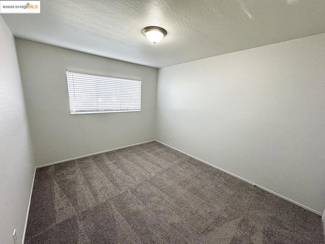 carpeted empty room with a textured ceiling